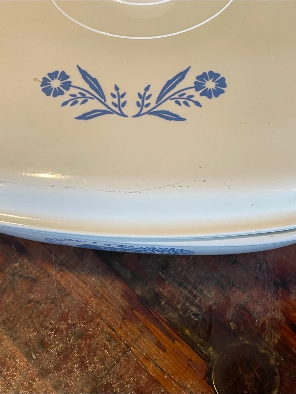 Corningwear Browning Skillet/Casserole Dish with lid Blue Country Motif